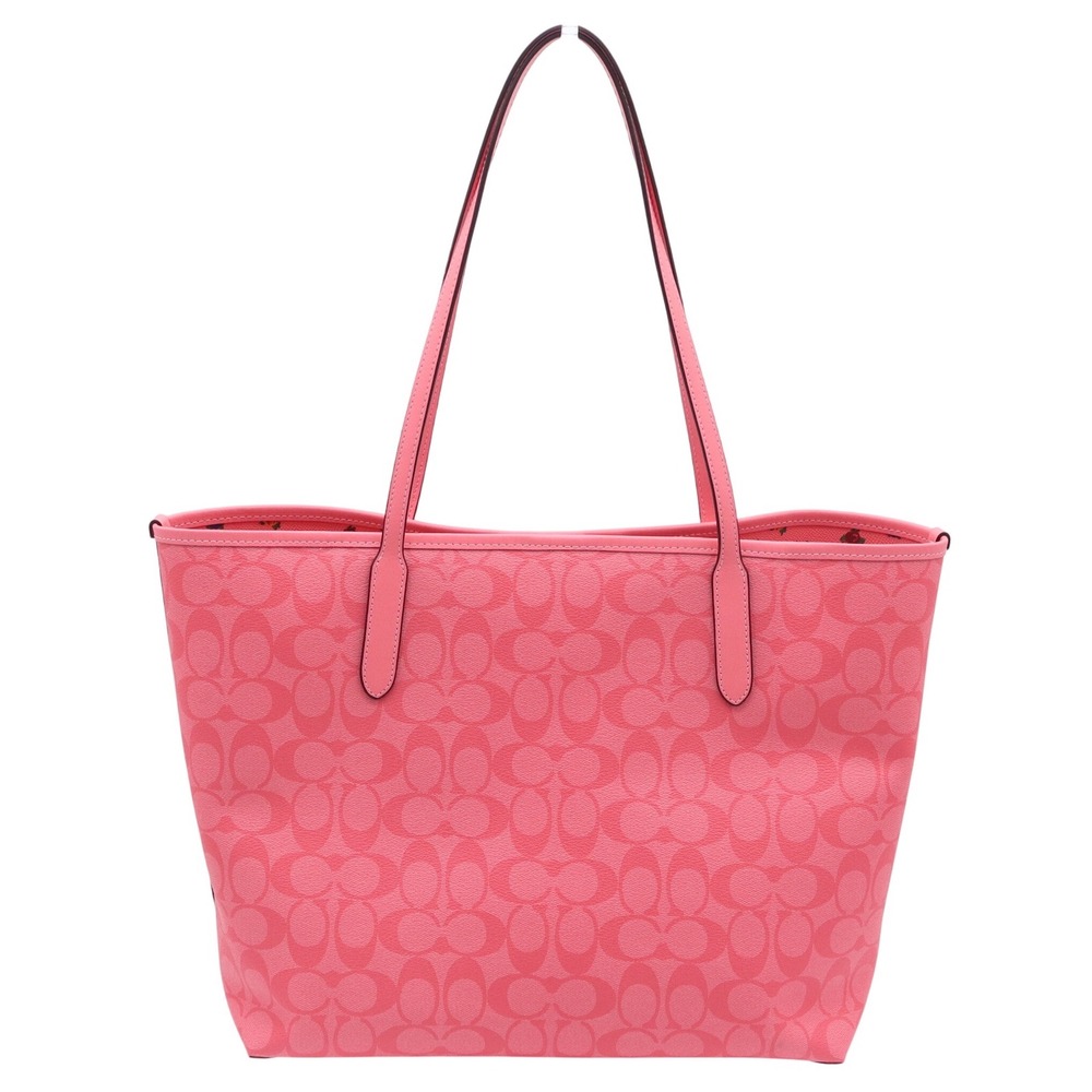 Coach City Tote Signature Canvas Pink Floral Interior Shoulder Bag - Picture 4 of 9